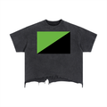 AnarcHEX - Flag_of_Toxic_Anarchism.jpg (HEX : #6AB440) - Vintage Wash Boxy Distressed Hem T-Shirt