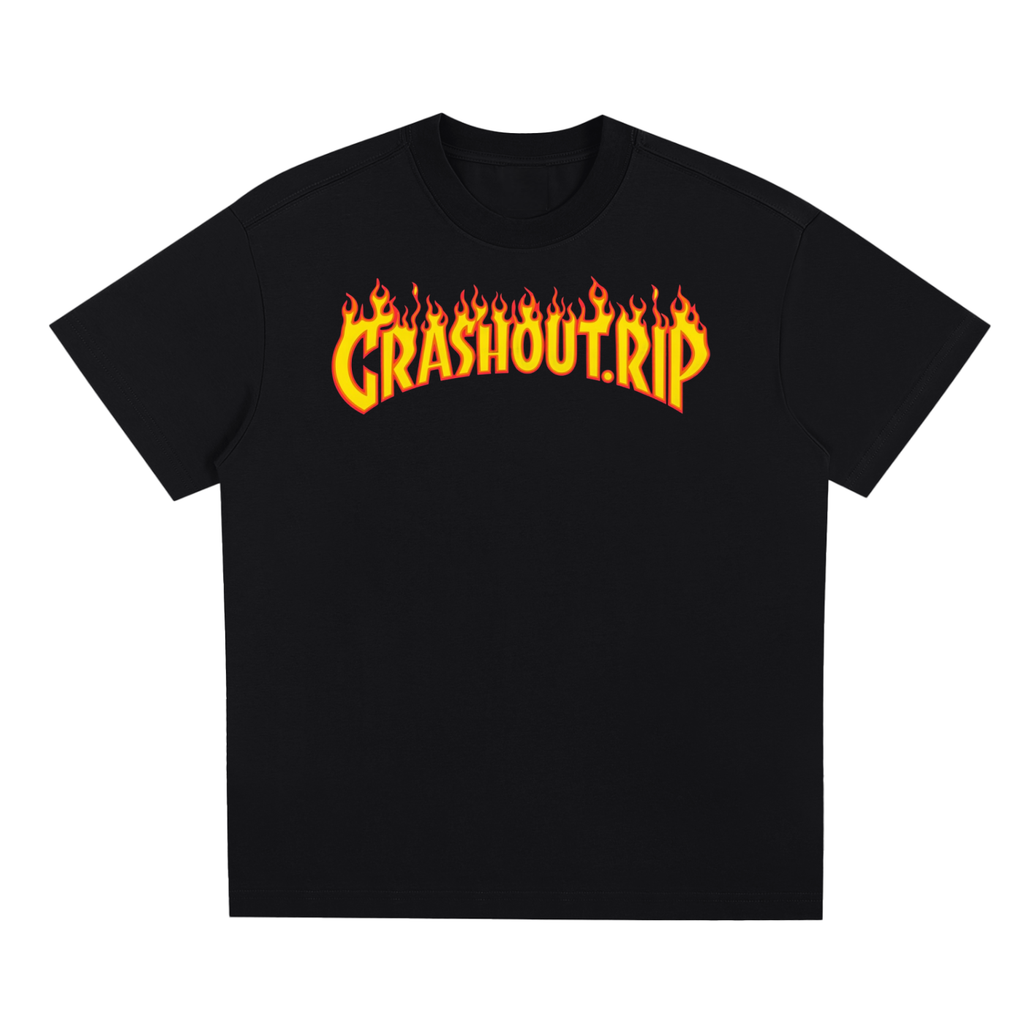 Crashout.rip - TRASHER VERSION - Sorona Quick-Dry Cooling T-Shirt - Flame Logo Streetwear Tee